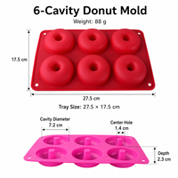 Moule à donuts en silicone 6, 8 ou 18 cavités, plaque de cuisson antiadhésive en silicone de qualité alimentaire, moule à gâteau personnalisé OEM, ustensiles de cuisson
