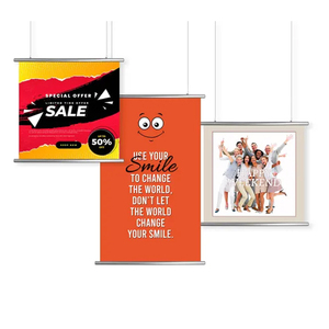 Bannière suspendue personnalisée pour plafond, bannières en tissu imprimées recto-verso pour le marketing et la signalétique - Product Image 1