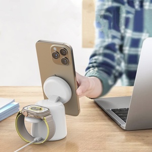 Nuevo <span class=keywords><strong>cargador</strong></span> inalámbrico de <span class=keywords><strong>15</strong></span> vatios CE ROHS FCC portátil fuerte magnético 2 en 1 estación de carga para reloj iPhone <span class=keywords><strong>Samsung</strong></span> - Product Image 3