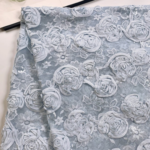 Tissu en dentelle écologique africain Aso Ebi avec broderie florale, ruban, dentelle chenille et sequins pour robe de mariée nigériane - Product Image 3