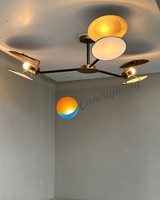 Lámparas Colgantes de Techo Alto Personalizadas, Lámpara de Araña de Latón Pulido y Acrílico de Murano para Proyectos Hoteleros