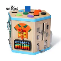 Qingtang 7 In 1 Activiteit Kubus Speelgoed Abacus Game Blokken Matching Game Houten Drukke Board