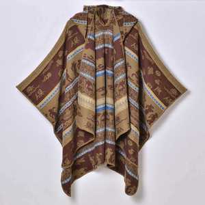 Chal Grueso de Jacquard para Mujer, Otoño Invierno, Nuevo, Cálido, con Capucha, Estilo Étnico - Product Image 3