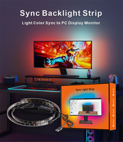 Tira de Luces LED RGBIC USB para Monitor de PC, Decoración Inteligente para Ambiente de Juego, 24'', 27'', 32'', 34'', Sincronización con Pantalla