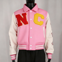 Vestes bomber de baseball hip-hop d'hiver XJYD, avec patchs en chenille brodés, manches en cuir PU, imperméables