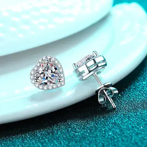 2023 New 925 Sterling Silver Earrings Manufacturers Wholesale Love Diamond Studs Earrings Women Moissanite Fine Jewelry Earrings