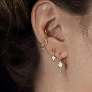 FUAMAY 2025 joyería minimalista delicada 925 Plata multicolor rombo enhebrador <span class=keywords><strong>Topacio</strong></span> <span class=keywords><strong>aros</strong></span> abiertos pendientes <span class=keywords><strong>de</strong></span> gota para mujer - Product Image 6
