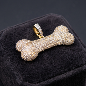 Colgante de Hueso de Perro con Diamante Moissanita de Corte Brillante Redondo en Plata 925, Estilo Hip Hop Personalizado, Regalo para Mascotas - Product Image 4
