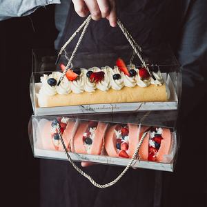 En gros luxe mariage fête d'anniversaire portable poignée transparent PET suisse unique cupcake roll box - Product Image 1