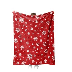 Couverture en Raschel Doux à Motif Flocon de Neige de Noël, Rouge, Rectangulaire, Anti-Boulochage, pour la Maison, Hiver, Confortable - Product Image 5
