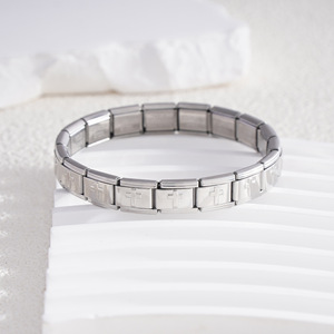 Bracelet élastique détachable italien à motif croisé en alliage de zinc, bijoux unisexe, cadeau IB002 - Product Image 3