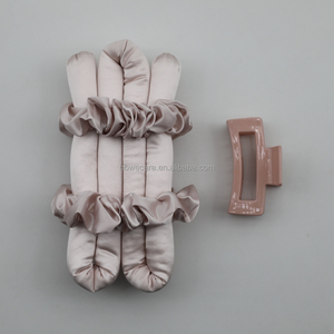 Sin calor 100% Mulberry 22mm banda de pelo de seda rizador de seda rodillo de pelo cinta sin calor juego de rizos de pelo con Scrunchies - Product Image 5