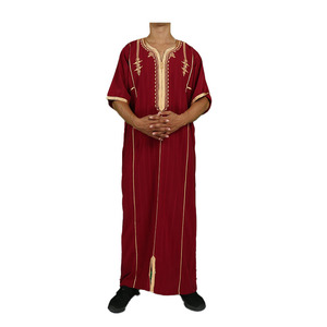Tessuto africano musulmano Shing uomo caftano <span class=keywords><strong>marocco</strong></span> manica corta Kanzu - Product Image 1