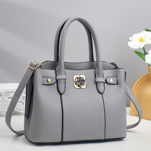 Sac à main élégant pour femme en cuir microfibre avec bandoulière amovible, fermeture à loquet, motif litchi, sac pour usage quotidien - Product Image 4