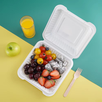 Contenants alimentaires jetables en plastique à charnière 9x9 pouces pour la restauration, boîtes à clapet pour plats à emporter, boîtes à lunch
