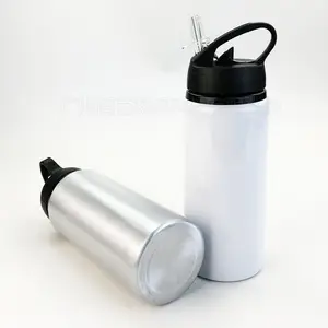 600毫升750毫升白色运动铝旅行饮用水瓶升华攀爬水壶运动瓶带吸管