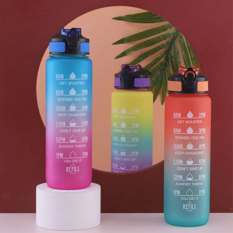 Спортивные мотивационные прозрачные пластиковые бутылки для воды с пользовательским логотипом