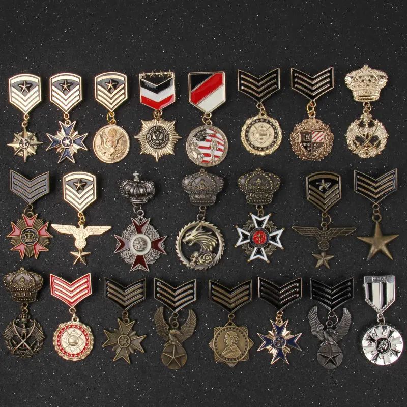 Hoge Kwaliteit Vintage Pak Accessoires Vergulde Medaille Metalen Badge Mannen Broche Pin Voor Pak