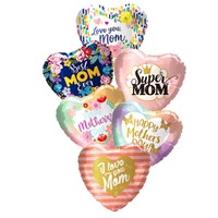 Ballons en aluminium en forme de mini cœur de 4 pouces pour la fête des Mères, décoration pour la fête des Mères