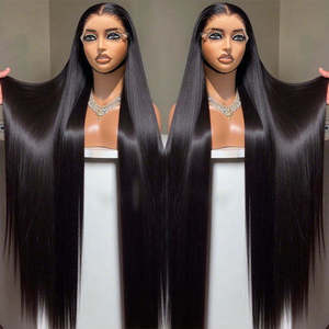 Peluca frontal de encaje transparente HD 13x4 de 40 pulgadas, pre-arrancada, sin pegamento, lisa como un varón, de cabello virgen Remy brasileño sin procesar para mujeres afroamericanas. - Product Image 1