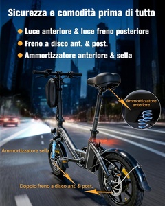 Vélo pliable Bodywel T16pro 14 pouces léger pour adultes/garçons, batterie 36V 10Ah, moteur moyeu 250W, 3 vitesses, suspension avant T16pro - Product Image 4
