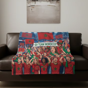 Couverture de canapé en flanelle personnalisée avec drapeau national marocain, 50"x60", idée cadeau pour le bureau ou les voyages - Product Image 1