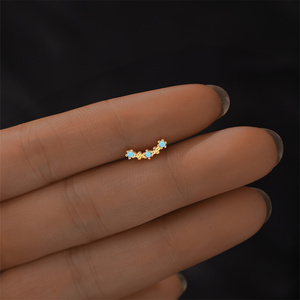 ต่างหูเงินแท้ 925 รูปดาวสีฟ้าเทอร์ควอยซ์ ดีไซน์หรูหรา น่ารัก จาก CANNER Jewelry - Product Image 4