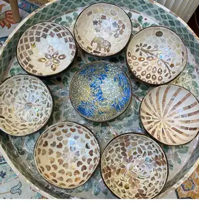 山毛榉木碗带手柄椰子蜡烛壳架勺子叉标志定制工艺品越南产地碗