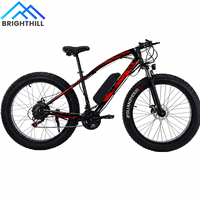 Vélo de montagne électrique à pneus larges de 26 pouces, 21 vitesses, en acier au carbone, avec roue intégrée au lithium, directement du fabricant