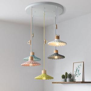 Luminaire suspendu plissé en ciment coloré de style nordique, E27, commande par interrupteur LED, pour l'éclairage d'entrée de maison - Product Image 4
