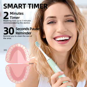 Cepillo de Dientes Eléctrico Sónico Verde Menta con Cerdas Suaves, Recargable por USB, Resistente al Agua IPX7 para Adultos - Product Image 5