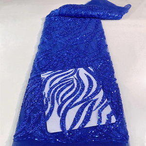 ชุดเดรสปักเลื่อมคริสตัลไนจีเรียหลากสี,ชุดผ้าลูกไม้ปักตาข่ายสวยงามและมีเสน่ห์สำหรับงานแต่งงาน - Product Image 2