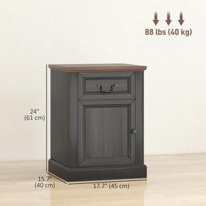 <strong>Side</strong> Table Set of 2, End Tables with Drawer and <strong>Cabinet</strong>, Nightstands for Small Spaces, Living Room, <strong>Black</strong> - Product Image 3