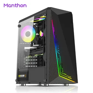 Großhandel Atx Full Towers Hausgemachte Computer Schreibtisch Fall Gaming Computer Gehäuse Desktop PC Fall Gaming mit RGB Fans