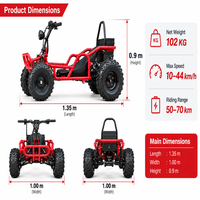 Trike de course tout-terrain pour enfants KS avec moteur électrique sans balais DC, différentiel d'essieu arrière, frein à disque hydraulique