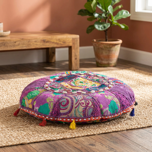 Housse de coussin en patchwork brodé à la main ethnique Boho indien pour la décoration intérieure hôtels hôpitaux taies d'oreiller non tissées - Product Image 3