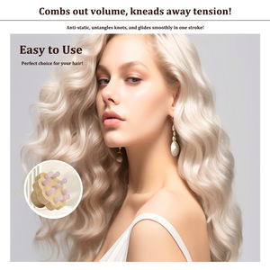 Lüks el işi 9-Tooth yeşim diş ahşap kolu anti-statik Gua Sha Detangling Hairbrush baş masaj aleti kadınlar için mükemmel bir hediye - Product Image 4