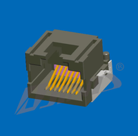 Connecteur offset RJ45 SMT à angle droit à 90 degrés Prise réseau modulaire 8P8C Demi-bouclier mâle/femelle pour carte PCB Cat5e Cat6 Cat6a
