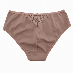 Culottes taille haute pour femmes avec dentelle florale et panneau en V, couvrance intégrale, en microfibre - Product Image 2