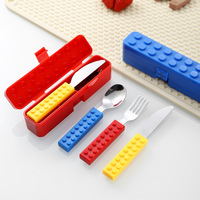 Ensemble de couverts pour enfants en acier inoxydable avec boîte de rangement, fourchette, cuillère et couteau