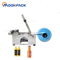 Machine d'étiquetage Moonpack MT-50S pour bouteilles rondes en verre, électrique 220 V, semi-automatique, pour bouteilles de sauce soja, machine d'étiquetage alimentaire