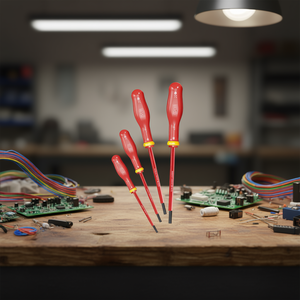 <b>Screwdriver</b> Set 4 Piece Red Insulated Handle <b>Precision</b> Tip For Electrical Repair - Product Image 3