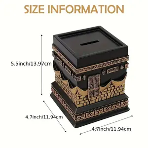 Tirelire <span class=keywords><strong>d</strong></span>écorative en résine - Motif islamique noir et or, boîte à monnaie <span class=keywords><strong>d</strong></span>écorative, idéale pour la <span class=keywords><strong>d</strong></span>écoration du salon - Product Image 6