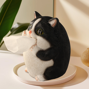 European-style Tissue Box Dispenser Ornamental Tissue Box with <strong>Cat</strong> Design Cute Resin Tissue Box Holder with <strong>Cat</strong> <strong>Figurine</strong> - Product Image 2
