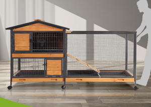 2-Story Design moderno Hutch coniglio a prova di masticazione struttura in metallo pieno interno/esterno 62 "<span class=keywords><strong>Bunny</strong></span> <span class=keywords><strong>Cage</strong></span> 6 ruote di bloccaggio 2 - Product Image 3