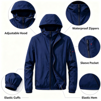 Veste coupe-vent imperméable pour homme sur mesure OEM, respirante, pour la randonnée en plein air, avec capuche