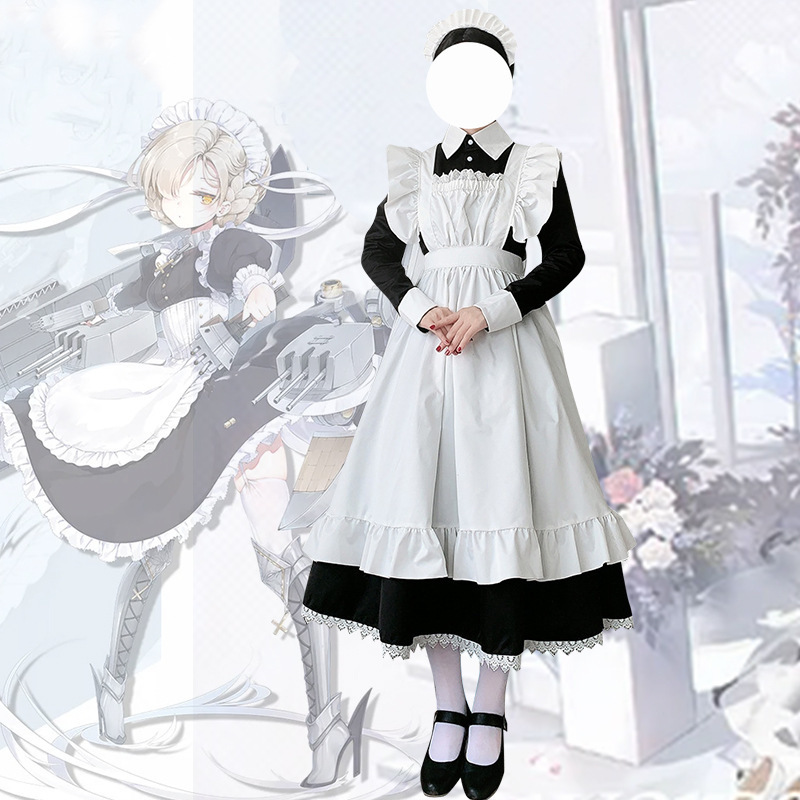 2341 Black Long Skirt, Apron, and Headwear