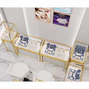 Diseño de Interiores de Joyería en 3D, Muebles de Lujo Personalizados, Exhibidores de Joyería de Acero Inoxidable Dorado - Product Image 2