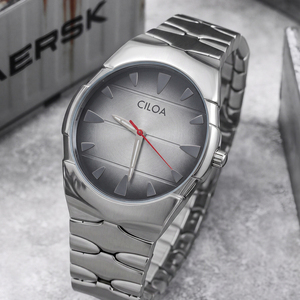 Montre à quartz CILOA pour homme, bracelet en acier inoxydable, cadran rond, aiguilles lumineuses, calendrier, étanche, montre-bracelet pour affaires et occasions décontractées - Product Image 6