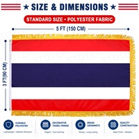 Maßgefertigte Flagge 3x5 ft Polyester Thailändische Flagge mit Goldfransen, Thailand König Geburtstag Indoor Parade Zeremonie Banner
